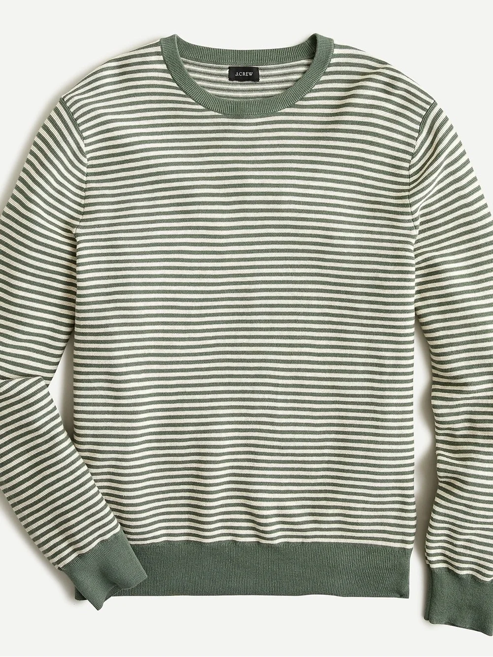 J. Crew Men’s Cotton Sweater in Thin Striped Garter Stitch Size Large